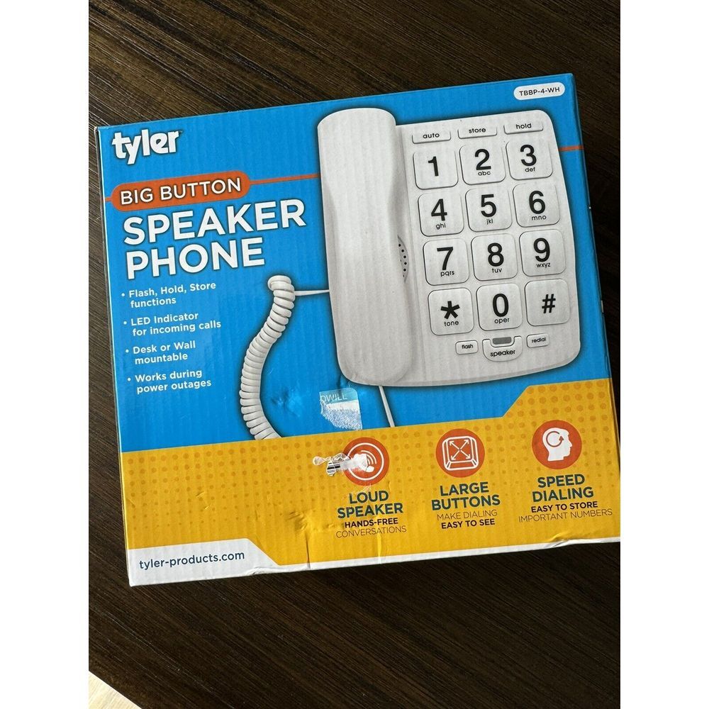NIB TYLER BIG BUTTON SPEAKER PHONE DESK/WALL MOUNT